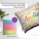 Custom Name Pastel Rainbow Soft Wave Stripes Seamless Pattern Square Filled Cushion Throw Pillow Sofa Bed Home Decor Zip Washable UK Made