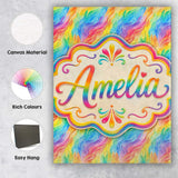 Personalised Name Flowing Rainbow Feather Custom  Unique Gift Idea Elegant Feature Canvas Wall Art Print Decor Picture Ready to Hang