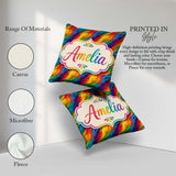 Custom Name Vibrant Rainbow Flowing Paint Waves Seamless Pattern Square Filled Cushion Throw Pillow Sofa Bed Home Decor Zip Washable UK Made