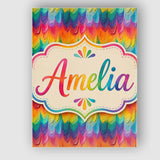 Personalised Name Rich Rainbow Fluid Marble Custom  Bespoke Interior Contemporary Canvas Wall Art Print Decor Picture Ready to Hang