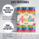 Personalised Name Rich Rainbow Fluid Marble Custom  Bespoke Interior Contemporary Canvas Wall Art Print Decor Picture Ready to Hang