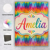 Personalised Name Rich Rainbow Fluid Marble Custom  Bespoke Interior Contemporary Canvas Wall Art Print Decor Picture Ready to Hang