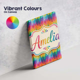 Personalised Name Rich Rainbow Fluid Marble Custom  Bespoke Interior Contemporary Canvas Wall Art Print Decor Picture Ready to Hang