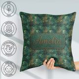 Custom Name Deep Teal Crocodile Texture Pattern Bold Skin Design Square Filled Cushion Throw Pillow Sofa Bed Home Decor Zip Washable UK Made
