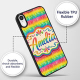 Layered Rainbow Feather Brush Texture Seamless Custom Name Protective Phone Case Mobile Cover Durable Everyday Smartphone Shock Resistant