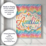 Personalised Name Geometric Rainbow Curved Custom  Unique Gift Idea Elegant Feature Canvas Wall Art Print Decor Picture Ready to Hang