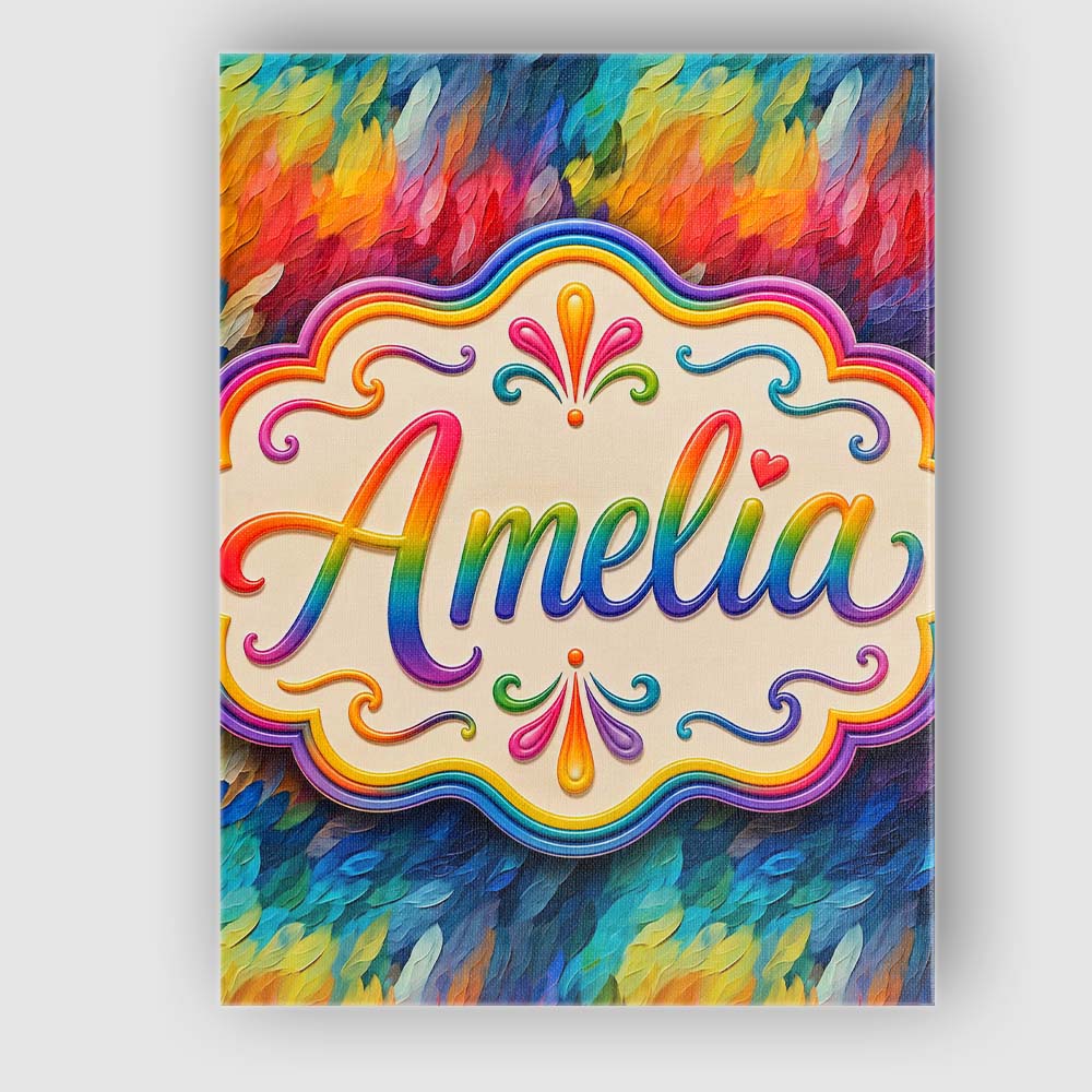 Personalised Name Vivid Rainbow Fluid Custom  Unique Gift Idea Modern Room Accent Canvas Wall Art Print Decor Picture Ready to Hang