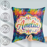 Custom Name Vivid Rainbow Fluid Art Swirl Pattern Pattern Lovely Square Filled Cushion Throw Pillow Sofa Bed Home Decor Zip Washable UK Made