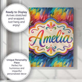 Personalised Name Vivid Rainbow Fluid Custom  Unique Gift Idea Modern Room Accent Canvas Wall Art Print Decor Picture Ready to Hang