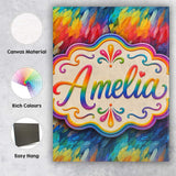 Personalised Name Vivid Rainbow Fluid Custom  Unique Gift Idea Modern Room Accent Canvas Wall Art Print Decor Picture Ready to Hang