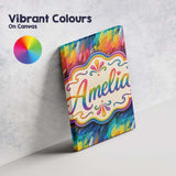 Personalised Name Vivid Rainbow Fluid Custom  Unique Gift Idea Modern Room Accent Canvas Wall Art Print Decor Picture Ready to Hang