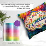 Custom Name Vivid Rainbow Fluid Art Swirl Pattern Pattern Lovely Square Filled Cushion Throw Pillow Sofa Bed Home Decor Zip Washable UK Made
