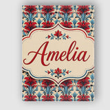 Personalised Name Rich Red Lily Floral Custom  Modern Room Accent Elegant Feature Canvas Wall Art Print Decor Picture Ready to Hang