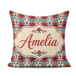 Custom Name Rich Red Lily Floral Garden Seamless Pattern Cute Square Filled Cushion Throw Pillow Sofa Bed Home Decor Zip Washable UK Made
