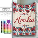 Rich Red Lily Floral Garden Seamless Pattern Cute Unique Gift Lovely  Personalised Custom Name Super Soft Fleece Blanket Bed Sofa Throw