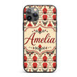 Distressed Red Damask Vintage Texture Seamless Custom Name Protective Phone Case Mobile Cover Durable Everyday Smartphone Shock Resistant