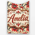 Detailed Red Peony Floral Vintage Seamless Pattern Cute Unique Gift  Personalised Custom Name Super Soft Fleece Blanket Bed Sofa Throw