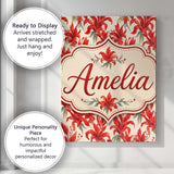 Personalised Name Bold Red Lily Watercolor Custom  Unique Gift Idea Elegant Feature Canvas Wall Art Print Decor Picture Ready to Hang