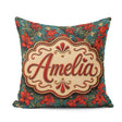 Custom Name Red Lily Floral Garden Teal Seamless Pattern Lovely Square Filled Cushion Throw Pillow Sofa Bed Home Decor Zip Washable UK Made