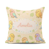 Custom Name Cute Tropical Parrot Cartoon Animal Pattern Decor Square Filled Cushion Throw Pillow Sofa Bed Home Decor Zip Washable UK Made