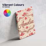 Personalised Name Soft Red Floral Vine Custom  Modern Room Accent Elegant Feature Canvas Wall Art Print Decor Picture Ready to Hang