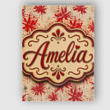 Personalised Name Grunge Red Floral Splash Custom  Unique Gift Idea Elegant Feature Canvas Wall Art Print Decor Picture Ready to Hang