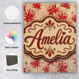 Personalised Name Grunge Red Floral Splash Custom  Unique Gift Idea Elegant Feature Canvas Wall Art Print Decor Picture Ready to Hang