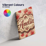 Personalised Name Grunge Red Floral Splash Custom  Unique Gift Idea Elegant Feature Canvas Wall Art Print Decor Picture Ready to Hang