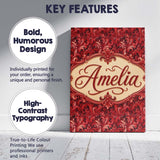 Personalised Name Luxury Deep Red Ornamental Custom Bespoke  Contemporary Display Canvas Wall Art Print Decor Picture Ready to Hang