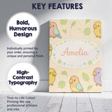 Personalised Name Cute Tropical Parrot Cartoon Animal Pattern Custom Contemporary Display Canvas Wall Art Print Decor Picture Ready to Hang