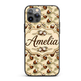 Coconut Palm Hibiscus Tropical Island Seamless Custom Name Protective Phone Case Mobile Cover Durable Everyday Smartphone Shock Resistant