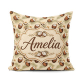 Custom Name Coconut Palm Hibiscus Tropical Island Pattern Lovely Square Filled Cushion Throw Pillow Sofa Bed Home Decor Zip Washable UK Made