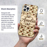 Coconut Palm Hibiscus Tropical Island Seamless Custom Name Protective Phone Case Mobile Cover Durable Everyday Smartphone Shock Resistant