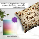 Custom Name Coconut Palm Hibiscus Tropical Island Pattern Lovely Square Filled Cushion Throw Pillow Sofa Bed Home Decor Zip Washable UK Made