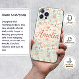 Soft Pastel Palm Tree Island Pattern Seamless Custom Name Protective Phone Case Mobile Cover Durable Everyday Smartphone Shock Resistant