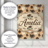 Personalised Name Tropical Palm Trees and Custom  Unique Gift Idea Elegant Feature Canvas Wall Art Print Decor Picture Ready to Hang