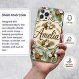Tropical Coconuts Palm Leaves and White Flowers Custom Name Protective Phone Case Mobile Cover Durable Everyday Smartphone Shock Resistant