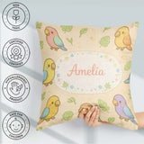Custom Name Cute Tropical Parrot Cartoon Animal Pattern Decor Square Filled Cushion Throw Pillow Sofa Bed Home Decor Zip Washable UK Made