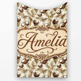 Neutral Coconut Palm Leaves Minimal Beige Tropical Botanical Lovely  Personalised Custom Name Super Soft Fleece Blanket Bed Sofa Throw