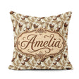 Custom Name Neutral Coconut Palm Leaves Beige Tropical Botanical Square Filled Cushion Throw Pillow Sofa Bed Home Decor Zip Washable UK Made