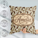 Custom Name Neutral Coconut Palm Leaves Beige Tropical Botanical Square Filled Cushion Throw Pillow Sofa Bed Home Decor Zip Washable UK Made