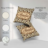 Custom Name Neutral Coconut Palm Leaves Beige Tropical Botanical Square Filled Cushion Throw Pillow Sofa Bed Home Decor Zip Washable UK Made