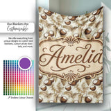 Neutral Coconut Palm Leaves Minimal Beige Tropical Botanical Lovely  Personalised Custom Name Super Soft Fleece Blanket Bed Sofa Throw
