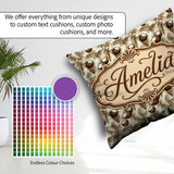 Custom Name Neutral Coconut Palm Leaves Beige Tropical Botanical Square Filled Cushion Throw Pillow Sofa Bed Home Decor Zip Washable UK Made