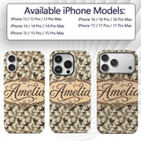 Neutral Coconut Palm Leaves Decorative Design Custom Name Protective Phone Case Mobile Cover Durable Everyday Smartphone Shock Resistant