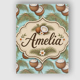 Personalised Name Coastal Coconut Palm Tree Custom  Bespoke Interior Contemporary Canvas Wall Art Print Decor Picture Ready to Hang