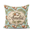 Custom Name Coastal Coconut Palm Tree on Sky Blue Beach Scene Square Filled Cushion Throw Pillow Sofa Bed Home Decor Zip Washable UK Made
