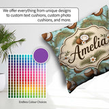 Custom Name Coastal Coconut Palm Tree on Sky Blue Beach Scene Square Filled Cushion Throw Pillow Sofa Bed Home Decor Zip Washable UK Made