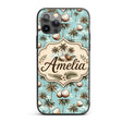 Coastal Coconut Palm Trees on Aqua Printed Design Custom Name Protective Phone Case Mobile Cover Durable Everyday Smartphone Shock Resistant
