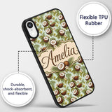 Fresh Coconut and Tropical Leaves with Flowers on Custom Name Protective Phone Case Mobile Cover Durable Everyday Smartphone Shock Resistant